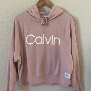 Calvin Klein Blush Pink Performance Cropped Hoodie Sweatshirt